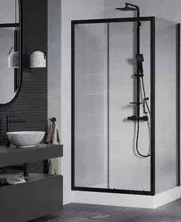 Vane MEXEN/S - Apia Sprchovací kút 120x90, transparent, čierna + vanička Rio 840-120-090-70-00-4510