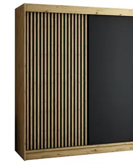 Šatníkové skrine Skriňa Lamelo 200 Dub Artisan/čierna