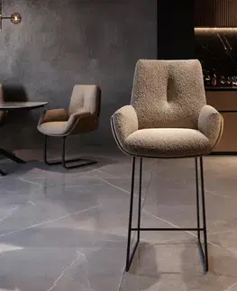 Barové stoličky DELIFE Barová stolička Clea-Flex zmiešané materiály tmavobéžová tenká podstava kov