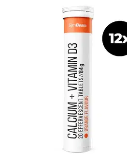 Vápnik GymBeam Vápnik + Vitamín D3 šumivý 12 x 20 tab pomaranč