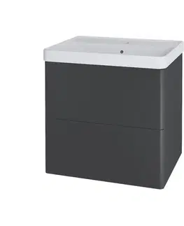 Kúpeľňový nábytok Mereo Siena, kúpeľňová skrinka s keramickým umývadlom 61 cm, antracit mat CN430
