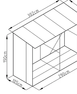 Drevníky Drevník 302 x 119 cm (šedobiely)