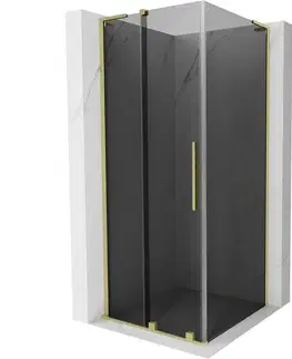 Sprchovacie kúty MEXEN/S - Velar L sprchovací kút, posuvné dvere 120 x 120, grafit, zlato kartáčovaná 871-120-120-43-55