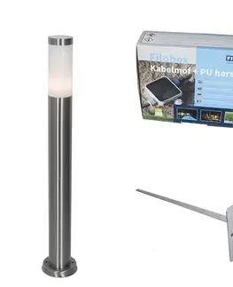 Zahradne stlpove lampy Moderná vonkajšia lampa na stĺp oceľ s opálom 80 cm IP44 - Rox