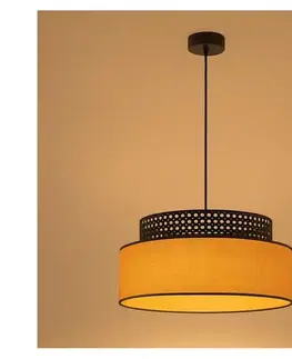 Svietidlá  Luster na lanku BOHO 1xE27/60W/230V pr. 40 cm čierna/ratan 0685