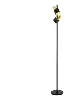 Lampy Eglo 79376 - Stojacia lampa FIUMARA 2xE27/60W/230V čierna/zlatá 79376
