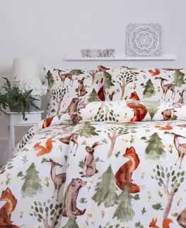 Obliečky MKLozkoviny.sk Francúzske obliečky mikroplyš Exclusive – Lesné zvieratká - 220 × 200 cm - 70 x 90 cm