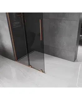 Sprchové dvere MEXEN/S - Velar L Sprchová zástena posuvná Walk-in 110 x 200, grafit 8 mm, meď kartáčovaná 871-110-003-43-65