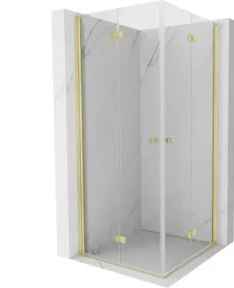 Sprchovacie kúty MEXEN/S - Mist-F Duo sprchovací kút skladacie dvere 110 x 110, transparent, zlato kefovaná 8A6-110L-110P-55-00