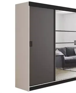 Spálňové šatníkové skrine Skriňa Retro 138 6L Biely / Dvierka grafit