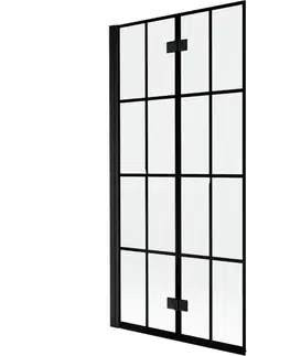Sprchové dvere MEXEN - MIST vaňová zástena 90x150 cm 6mm 2-s, čierna, dekor, ľavá 8A9-090-002-70-77-L
