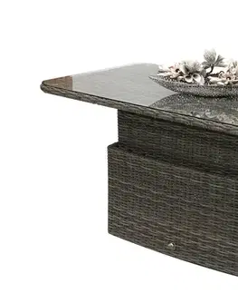 Stolčeky DEOKORK Ratanový stôl výsuvný jedálenský/odkladací 150 x 80 cm BORNEO LUXURY (sivá)