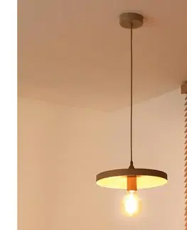 Svietidlá  – závesný luster na lanku IRONLINE 1xE27/15W/230V, priemer 30 cm, béžová/medená 70569