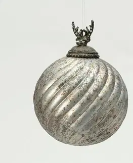 Vianočné dekorácie Sklenená ozdoba Silver Twist 10x10x14 cm