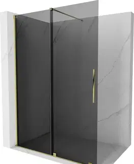 Sprchové dvere MEXEN/S - Velar Sprchová zástena posuvná Walk-in 130 x 200, grafit 8 mm, zlato 871-130-000-43-50