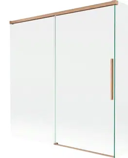 Sprchové dvere MEXEN/S - Rox L vaňová zástena 2-krídlová posuvná 160 + 80 x 150, transparent, meď kartáčovaná 8C9L-160-080-65-00
