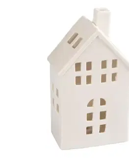 Svietidlá  - Porcelánový domček na sviečku 19,4 cm biela 50004966