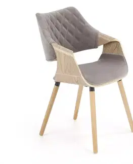 Čalúnené stoličky Stolička K396 drevo/velvet svetlý dub/popol 56x55x77