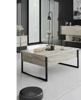 Konferenčné stolíky Konferenčný stolík Luxe Travertine and Black