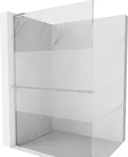 Sprchové dvere MEXEN/S - Kioto+ L Sprchová zástena WALK-IN s poličkou a držiakom uterákov 70 x 200, transparent/dekor, nikel kartáčovaná 800-070-123-97-35