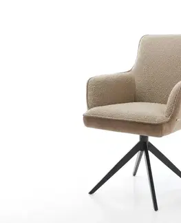 Jedálenské stoličky DELIFE Otočná jedálenská stolička Heira-Flex s opierkami zmiešané materiály tmavobéžová krížová podstava široká čierna otočná o 360° vrecková pružina