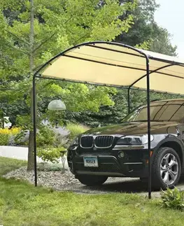 Záhradné domčeky Plachtový prístrešok na auto 270 x 490 cm piesková Dekorhome