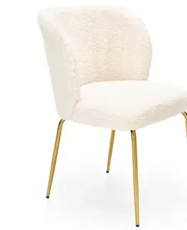 Čalúnené stoličky Stolička K474 Boucle/Chrome Krém/Zlatý
