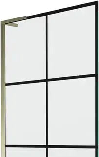 Sprchové dvere MEXEN/S - Next L vaňová zástena FIX 80 x 150, čierna vzor, zlatá 895-080-000-03-77-50