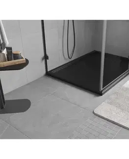 Vane MEXEN - Flow sprchová vanička obdĺžniková slim 75 x 95, čierna mat 46R707595