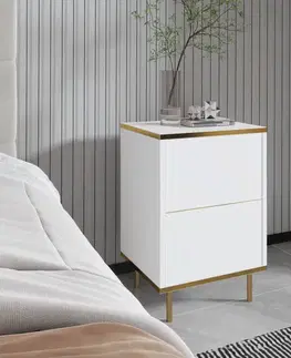 Nočné stolíky Nočný stolík Imaj - White, Gold