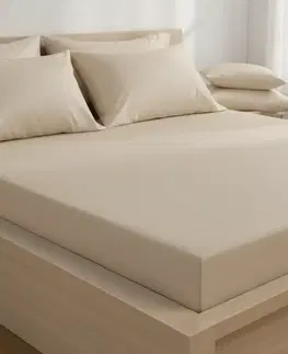 Plachty Kvalitex Saténové prestieradlo s gumou béžová, 100 x 200 cm