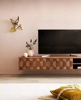 Televízne stolíky DELIFE TV stolík Fevo 160 cm akácia hnedá závesný 2 dvierka