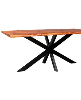 Jedálenské stoly Jedálenský stôl s kovovými nohami 180x90 cm z indického masívu palisander