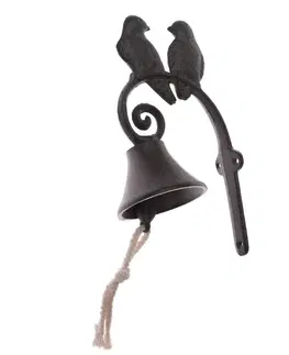 Bytové dekorácie Liatinový zvonček Iron bird, 15 x 23 x 9,5 cm