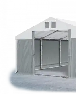 Záhrada Skladový stan 5x10x2,5m strecha PVC 560g/m2 boky PVC 500g/m2 konštrukcie ZIMA PLUS Bílá Šedá Bílá