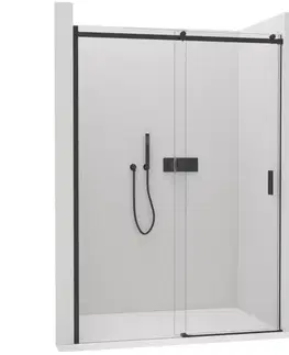 Sprchovacie kúty CERANO - Sprchové posuvné dvere Santoro Ľ/P - 6 mm - čierna matná, transparentné sklo - 130x195 CER-429739