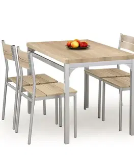 Jedálenské zostavy Sada stôl Malcolm + 4 stoličky mdf/oceľ – sonoma
