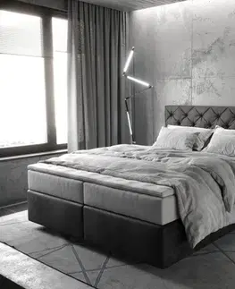 Postele Boxspring DELIFE Boxspring posteľ Dream-Great 160×200 cm mikrovlákno antracitová vintage s vreckovou pružinovou matracou a visco topperom
