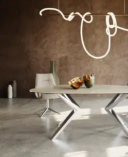 Jedálenské stoly DELIFE Jedálenský stôl Edge oválny 220x120 keramika iris FMG onice oro zenthara hranatý nerezová oceľ