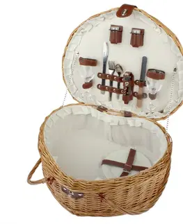 Chladiace tašky a boxy Prútený piknikový kôš pre 2 osoby Heart