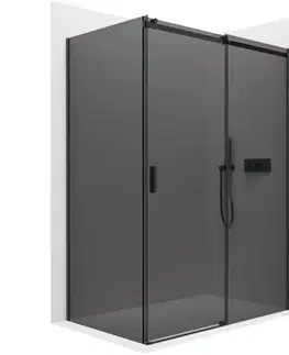 Sprchovacie kúty CERANO - Sprchovací kút Santoro Ľ/P - 8 mm - čierna matná, grafitové sklo - 150x100x195 - posuvný CER-8050BD7309