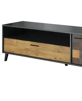 TV stolíky CAMA MEBLE Soul 180 tv stolík antracit / alpský dub tmavý / aquare dance dark