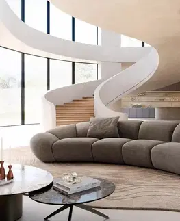 Veľké pohovky DELIFE Veľká pohovka Lunna 360x175 cm texturovaná látka mäkká taupe 2 vankúše