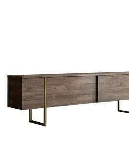 TV stolíky TV stolík Luxe - Walnut, Gold
