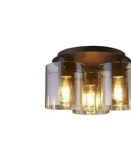 Svietidlá Searchlight 88911-3MO - Stropné svietidlo SWEDEN 3xE27/60W/230V priemer 39 cm hnedá/dymová 88911-3MO