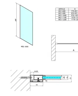 Sprchovacie kúty POLYSAN - MODULAR SHOWER BLACK stena na inštaláciu na múr, jednodielna, 800  MS1-80B