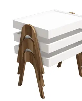 Konferenčné stolíky Sada odkladacích stolíkov (3 kusy) Roma - Walnut, White