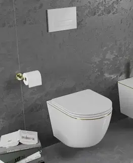 Doplnky do kúpeľne MEXEN - Lena bidet závesný, biela/zlatá linka 35224805