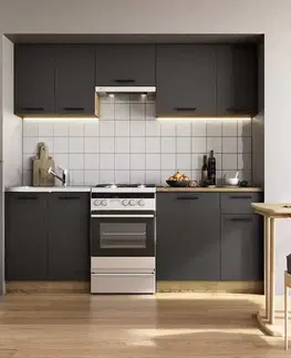 Modulový kuchynský nábytok Kuchynská Daria 240 zb 28mm antracit/korpus dub craft