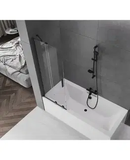 Sprchové dvere MEXEN/S - Velar Dvojkrídlová posuvná vaňová zástena 70 x 150, transparent, čierna 896-070-000-01-70